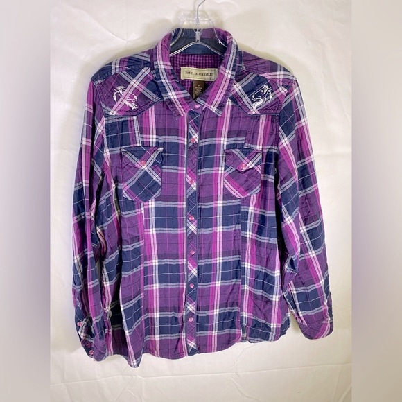 Bit & Bridle Pearl Snap Shirt Jacket Shacket - Picture 1 of 14